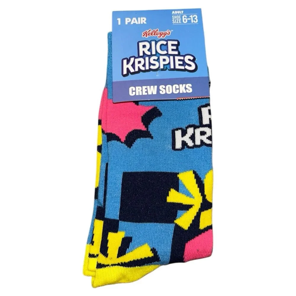 1x Rice Krispies Novelty Crew Socks Adult Set Size 6-13